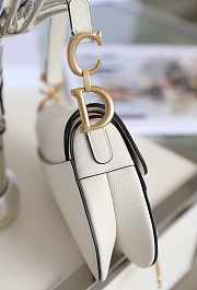 Dior Mini Saddle Bag White Grained Leather M0447 Size 21x18x5cm - 5