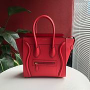Celine Luggage Bag Red Drummed Calfskin Golden Zip Size 27cm - 1