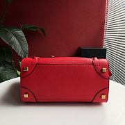 Celine Luggage Bag Red Drummed Calfskin Golden Zip Size 27cm - 2