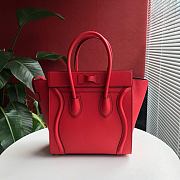 Celine Luggage Bag Red Drummed Calfskin Golden Zip Size 27cm - 3