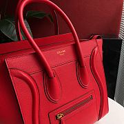 Celine Luggage Bag Red Drummed Calfskin Golden Zip Size 27cm - 4