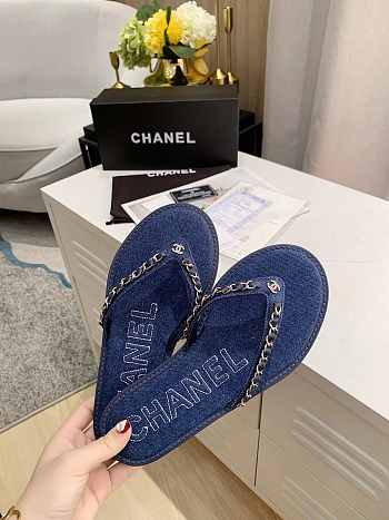Chanel Denim Chain Flip-Flops