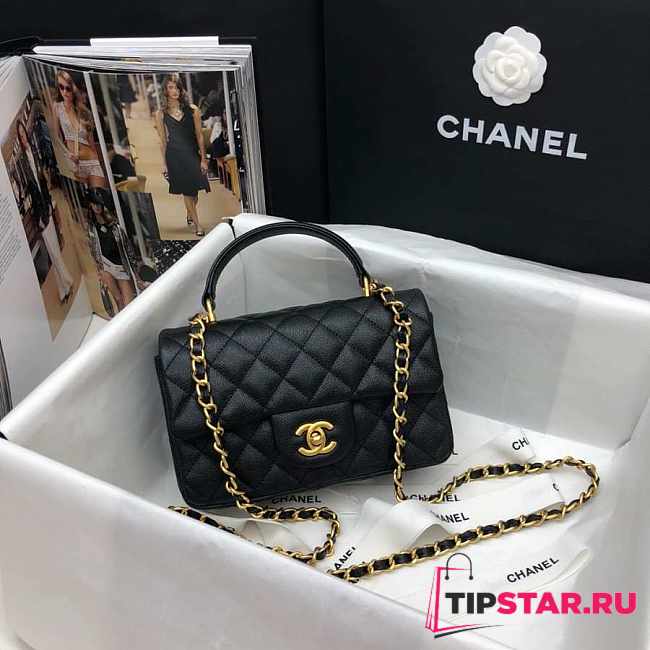 Chanel Mini Messenger Bag in Grained Calfskin (Black) AS2431  - 1