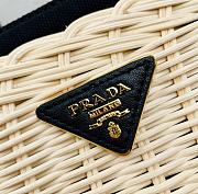 Prada Wicker And Canvas Tote Bag Tan/Black 1BG835 Size 26x18x11.5 cm - 6