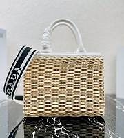 Prada Wicker And Canvas Tote Bag Tan/White 1BG835 Size 26x18x11.5 cm - 2