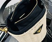 Prada Wicker And Canvas Bucket Bag Tan/Black 1BE062 Size 18x19x11 cm - 4