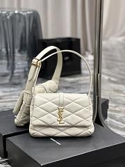 YSL Le 57 Hobo Bag In Quilted Lambskin White 698567 Size 24×18×5.5cm - 1