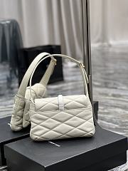 YSL Le 57 Hobo Bag In Quilted Lambskin White 698567 Size 24×18×5.5cm - 3