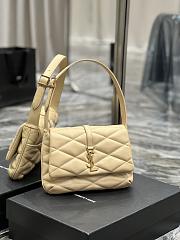 YSL Le 57 Hobo Bag In Quilted Lambskin Cream 698567 Size 24×18×5.5cm - 4