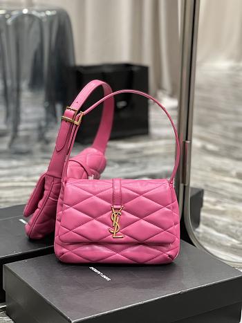 YSL Le 57 Hobo Bag In Quilted Lambskin Fuchsia 698567 Size 24×18×5.5cm