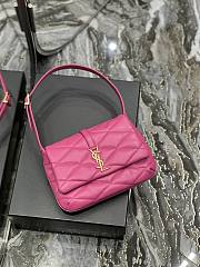 YSL Le 57 Hobo Bag In Quilted Lambskin Fuchsia 698567 Size 24×18×5.5cm - 3