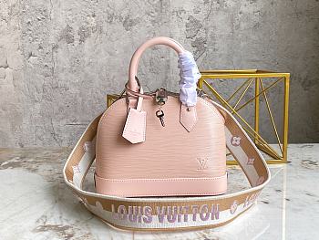 LV Alma BB Ight Pink Epi Leather with Strap Size 23.5x17.5x11.5 cm