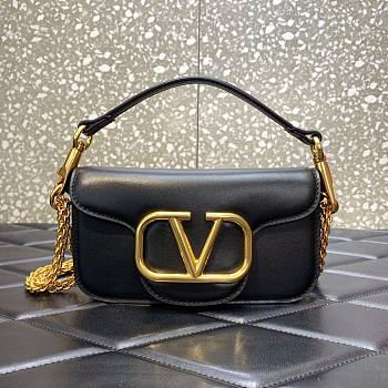 Valentino Locò Small Shoulder Bag In Black Calfskin 20x11x5 cm