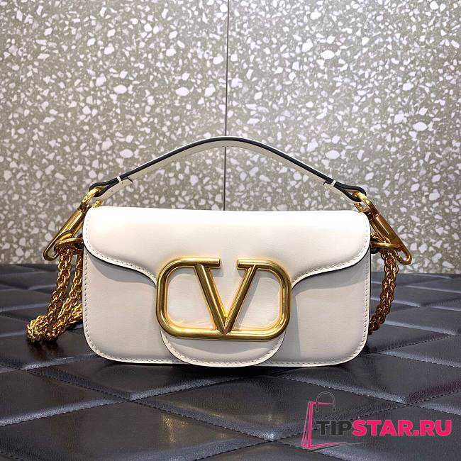 Valentino Locò Small Shoulder Bag In White Calfskin 20x11x5 cm - 1