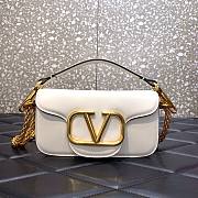 Valentino Locò Small Shoulder Bag In White Calfskin 20x11x5 cm - 1