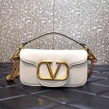Valentino Locò Small Shoulder Bag In White Calfskin 20x11x5 cm