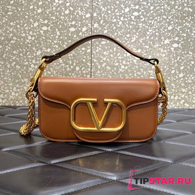 Valentino Locò Small Shoulder Bag In Brown Calfskin 20x11x5 cm - 1