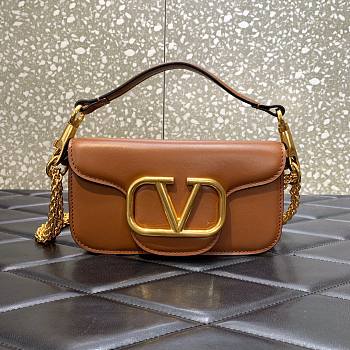 Valentino Locò Small Shoulder Bag In Brown Calfskin 20x11x5 cm