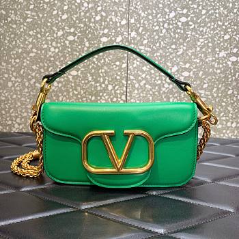 Valentino Locò Small Shoulder Bag In Green Calfskin 20x11x5 cm