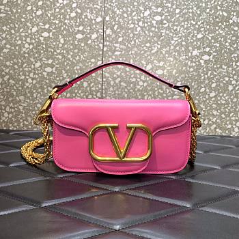 Valentino Locò Small Shoulder Bag In Pink Calfskin 20x11x5 cm