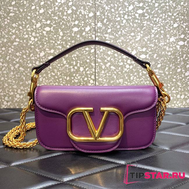 Valentino Locò Small Shoulder Bag In Purple Calfskin 20x11x5 cm - 1