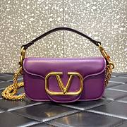 Valentino Locò Small Shoulder Bag In Purple Calfskin 20x11x5 cm - 1