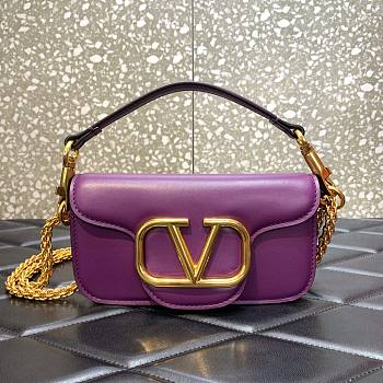 Valentino Locò Small Shoulder Bag In Purple Calfskin 20x11x5 cm