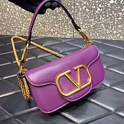 Valentino Locò Small Shoulder Bag In Purple Calfskin 20x11x5 cm - 5