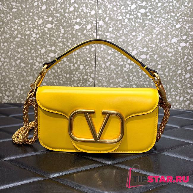 Valentino Locò Small Shoulder Bag In Yellow Calfskin 20x11x5 cm - 1