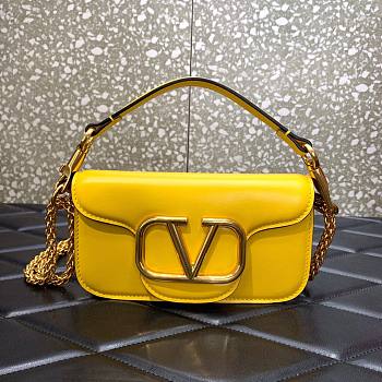 Valentino Locò Small Shoulder Bag In Yellow Calfskin 20x11x5 cm