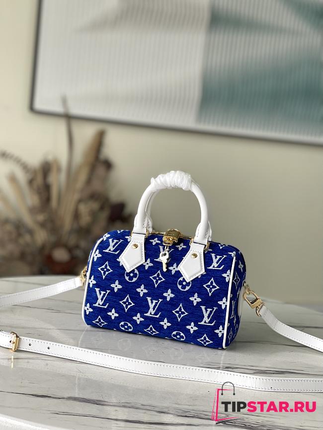 LV SPEEDY BANDOULIÈRE 20 Blue Monogram Jacquard Velvet M20751 - 1