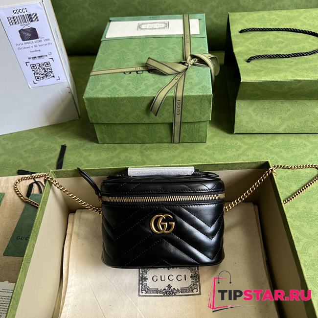 GG Marmont Mini Top Handle Bag Black 699515 Size 16x10.5x5.5cm - 1