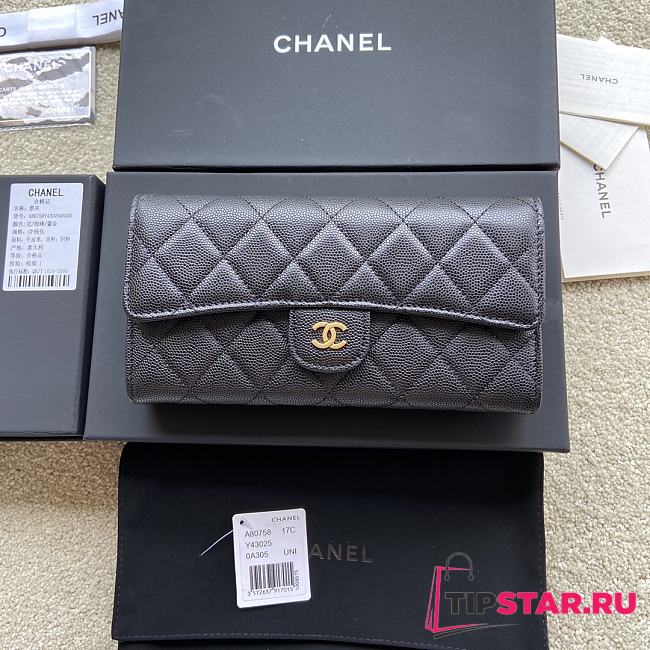 Chanel Classic Flap Wallet Golden Hardware Size 19×10.5×3 cm - 1