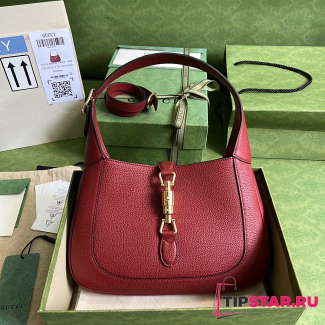 Gucci Jackie 1961 Small Red Natural Grain Bag 636709 Size 28x19x4.5 cm - 1