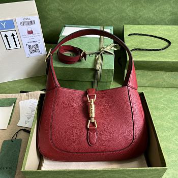Gucci Jackie 1961 Small Red Natural Grain Bag 636709 Size 28x19x4.5 cm