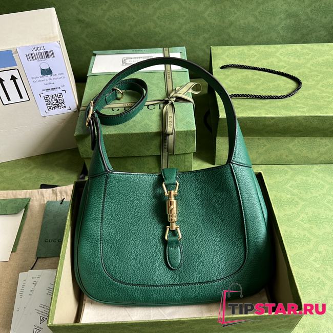 Gucci Jackie 1961 Small Green Natural Grain Bag 636709 Size 28x19x4.5 cm - 1