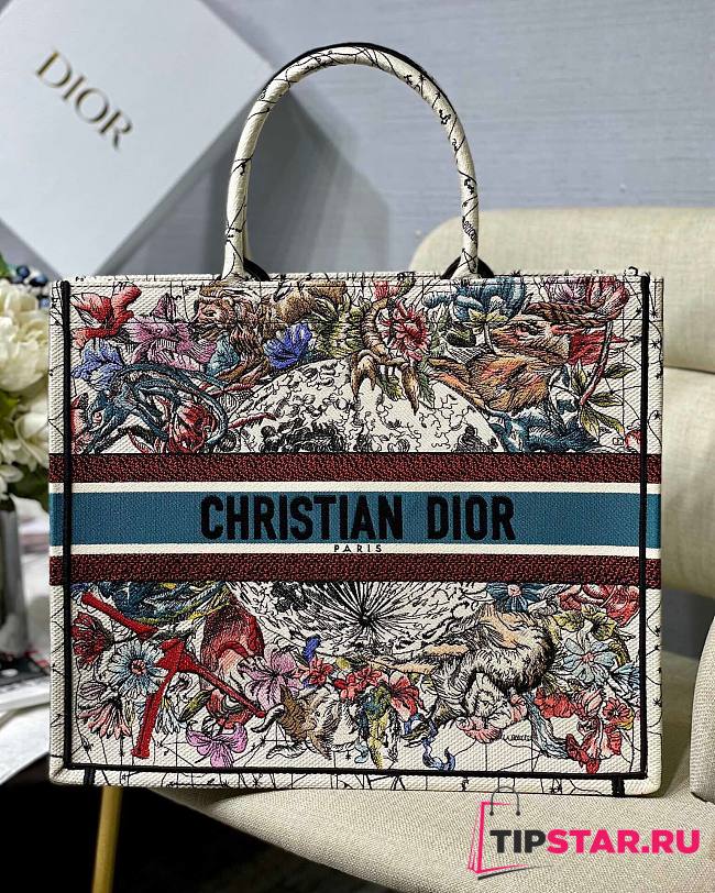 Dior Large Book Tote Latte Multicolor Constellation Embroidery M1286 41.5 cm - 1