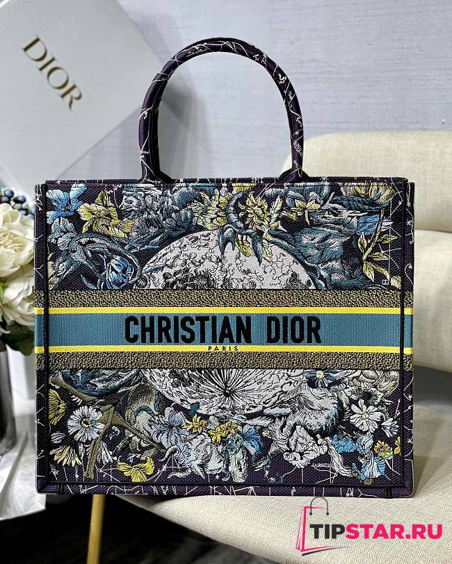 Dior Large Book Tote Blue Multicolor Constellation Embroidery M1286 41.5 cm - 1