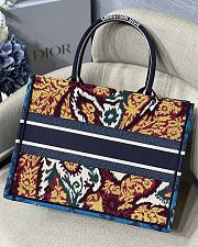 Dior Small Book Tote Paisley Blue Embroidery M1296 Size 36.5 Cm - 2