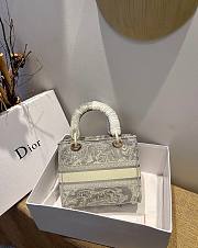 Dior Lady Gray Toile De Jouy Embroidery Size 24 x 20 x 11 cm - 3