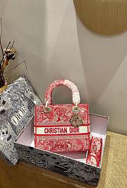 Dior Lady Red Toile De Jouy Embroidery Size 24 x 20 x 11 cm - 1