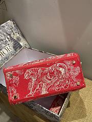 Dior Lady Red Toile De Jouy Embroidery Size 24 x 20 x 11 cm - 5
