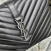 YSL Medium Monogram College Silver-tone Black Leather 600279 Size 24x17x6 cm - 3