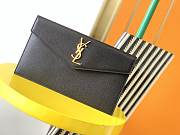 YSL Uptown Pouch Black Grain Leather Gold Metal 565739 size 27×16×2 cm - 1