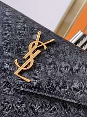 YSL Uptown Pouch Black Grain Leather Gold Metal 565739 size 27×16×2 cm - 4