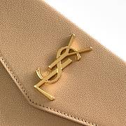 YSL Uptown Pouch Beige Grain Leather Gold Metal 565739 size 27×16×2 cm - 4