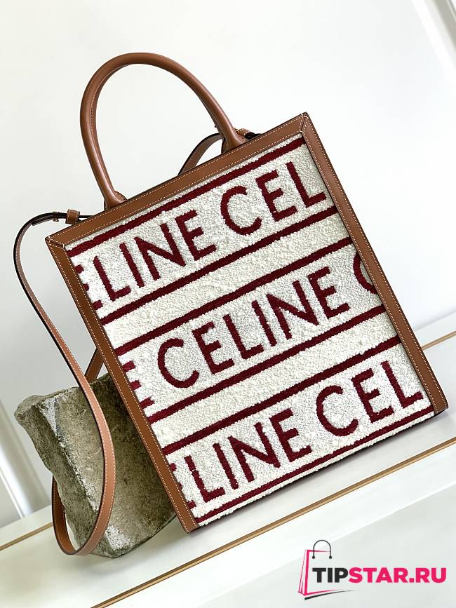 Celine Small Vertical Cabas White/Red 192082 size 33x28.5x8 cm - 1