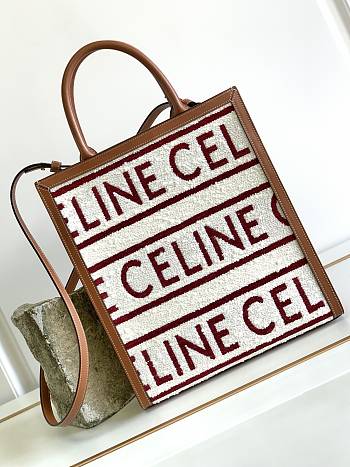 Celine Small Vertical Cabas White/Red 192082 size 33x28.5x8 cm