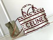 Celine Small Cabas Thais In Textile White/Red 199162 size 29x16x13 cm - 1