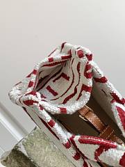 Celine Small Cabas Thais In Textile White/Red 199162 size 29x16x13 cm - 6